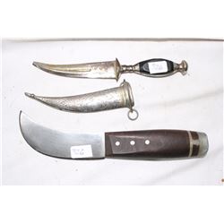 2 Knives 1 Korea with Wooden Handle 1 India with Metal Sheath