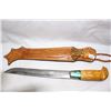 Image 1 : Large Knife Maple Handle Leather Sheath Finland