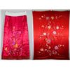 Image 1 : 2 Pc Chinese Red Embroidery Bed Sheet & Skirt