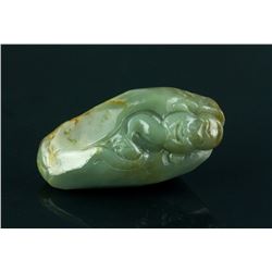 Chinese Fine Green Jade Carved Buddha Boulder