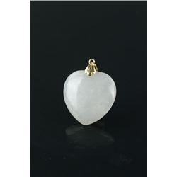 Chinese 14K Clasp Lavender Jadeite Heart Pendant