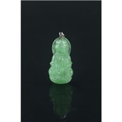 Apple Green Jadeite Guanyin w 18K White Gold Clasp