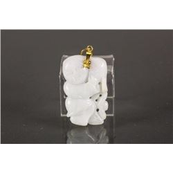 Chinese White & Green Jadeite Pendant