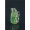 Image 2 : Chinese Icy Green Jadeite Carved Lotus Pendant