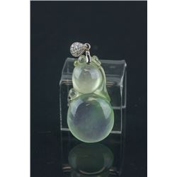 Chinese Green Jadeite Carved Double Gourd Pendant