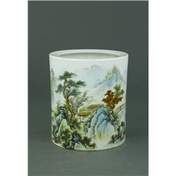 Famille Rose Porcelain Brush Pot Wang Yunquan Mark