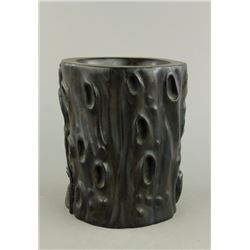 Chinese Zitan Carved Brush Pot