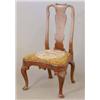 Image 1 : A George I figured walnut chair with vase splat back and floral needlework slip in seat on cabrio...