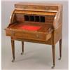 Image 1 : A late George III burr yew cylinder bureau with rosewood cross banding, concave drawer and cylind...