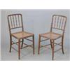 Image 1 : A set of four beechwood simulated bamboo kitchen chairs, with caned seats...