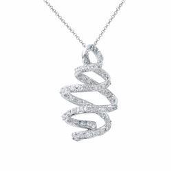 14KT White Gold Ladies Diamond Slider with Chain -# 9626
