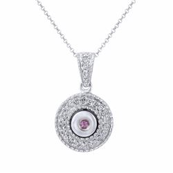 14KT White Gold Ladies Diamond and Gemstone Slider with Chain -# 8839