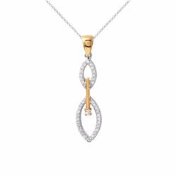 18KT Two Tone Gold  Ladies Diamond Slider with Chain -# 8929