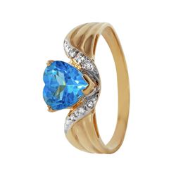 14KT Yellow Gold Blue Topaz and Diamond Ring -# 6651