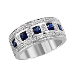 14KT White Gold Sapphire & Diamond Ring -# 2039