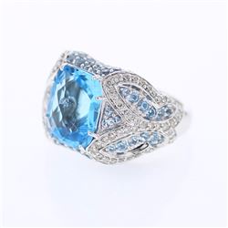 18KT White Gold Ladies Diamond and Gemstone Fashion Ring -# 9918