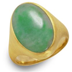 22KT Yellow Gold Oval Jade Ring -# 144