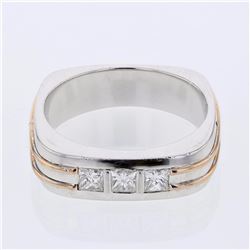 18KT Two Tone Gold  Mens Diamond Men's Ring  -# 10177