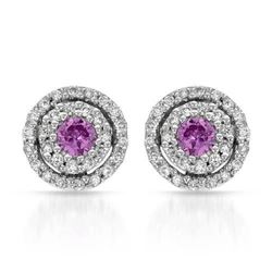 14KT White Gold Ladies Diamond and Gemstone Earrings -# 8755