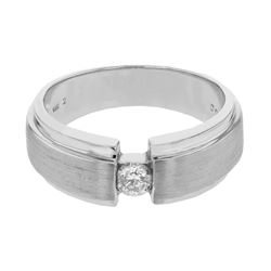 18KT White Gold Mens Diamond Wedding Band -# 9742