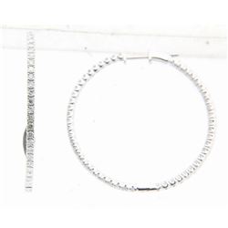 14KT White Gold Ladies Diamond Hoop Earrings -# 9855