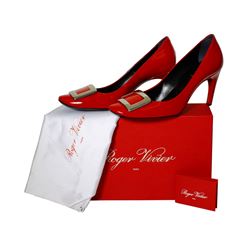 Ladies Vivier Red Patent Leather Shoe Sz 38.5 -# 627