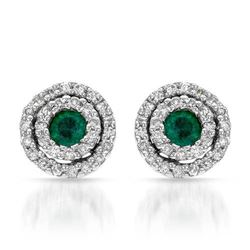 14KT White Gold Ladies Diamond and Gemstone Earrings -# 8792