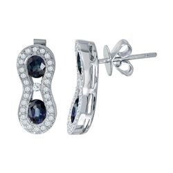 18KT White Gold Ladies Diamond and Gemstone Earrings -# 9367