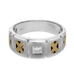 14KT Two Tone Gold  Mens Diamond Ring -# 9379