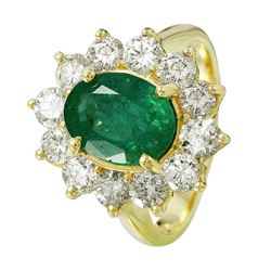14KT Yellow Gold Emerald and Diamond Ring -# 1521