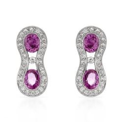 18KT White Gold Ladies Diamond and Gemstone Earrings -# 9341