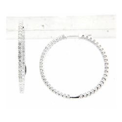 14KT White Gold Ladies Diamond Hoop Earrings -# 10129