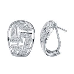 18KT White Gold Diamond Huggie Earrings -# 6593