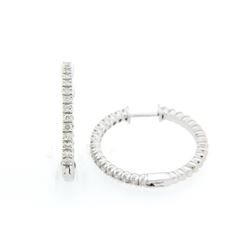 14KT White Gold Ladies Diamond Hoop Earrings -# 9113