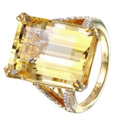 14KT Yellow Gold Citrine & Diamond Ring -# 1362