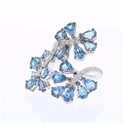 18KT White Gold Ladies Diamond and Gemstone Ring -# 9916