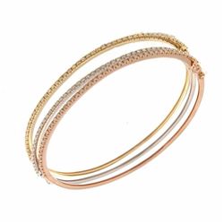 14KT Three Tone Gold Ladies Diamond Bangle -# 10294