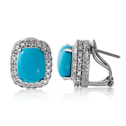 14KT White Gold Ladies Diamond and Gemstone Earrings -# 9318