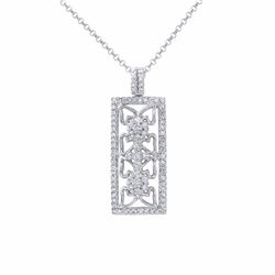 14KT White Gold Ladies Diamond Slider with Chain -# 8882