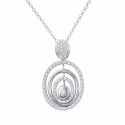 18KT White Gold Ladies Diamond Slider with Chain -# 9445