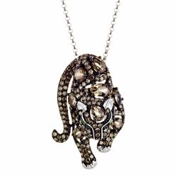 14KT White Gold Gemstone Pendant With Chain -# 6296