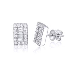18KT White Gold Diamond Stud Earrings -# 6572