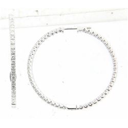 14KT White Gold Ladies Diamond Hoop Earrings -# 10216