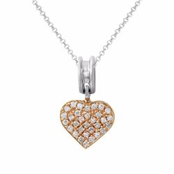 18KT Two Tone Gold  Ladies Diamond Slider with Chain -# 9048