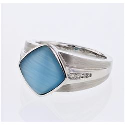 18KT White Gold Mens Diamond and Gemstone Fashion Ring -# 8921