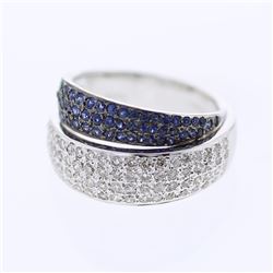 18KT White Gold Ladies Diamond and Gemstone Fashion Ring -# 9622