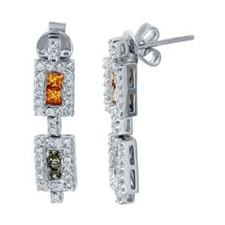 14KT White Gold Ladies Diamond and Gemstone Earrings -# 9045