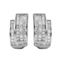 18KT White Gold Diamond Omega Earrings -# 13