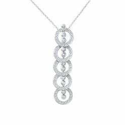 14KT White Gold Ladies Diamond Slider with Chain -# 9006