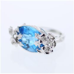 14KT White Gold Ladies Diamond and Gemstone Ring -# 9244